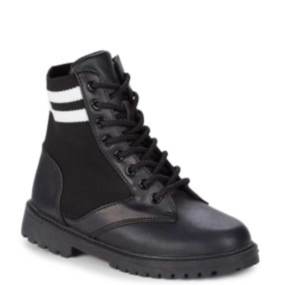Kids Black Lace-Up Boots
